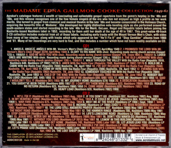 Edna Gallmon Cooke : The Madame Edna Gallmon Collection: 1949-1962 (2xCDr, Comp)