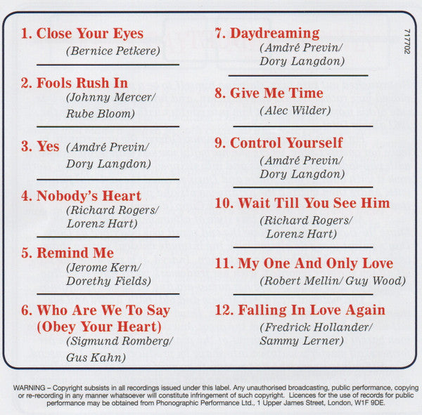 Doris Day And André Previn With The André Previn Trio : Duet (CD, Album, RE)