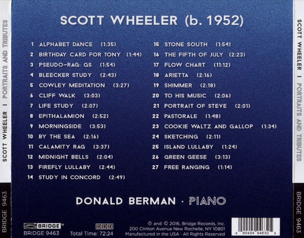Scott Wheeler - Donald Berman : Portraits & Tributes (Works For Piano (1977-2014)) (CD)