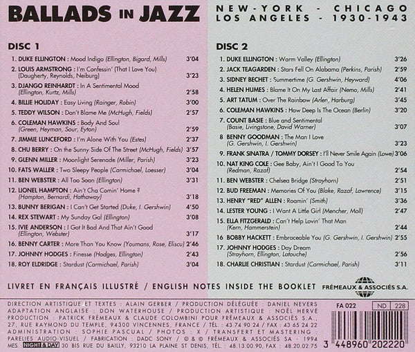 Various : Ballads In Jazz (New-York - Chicago - Los Angeles 1930-1943) (2xCD, Comp)