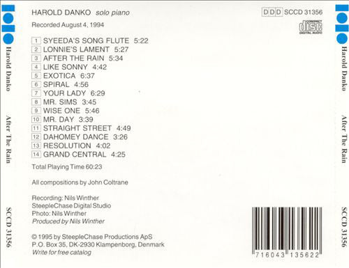 Harold Danko : After The Rain (CD, Album)
