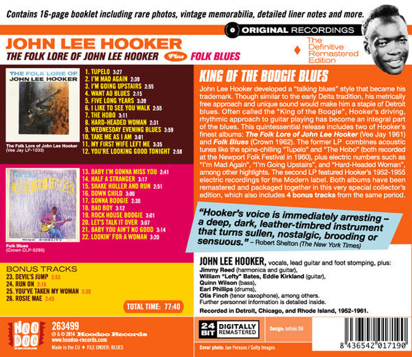 John Lee Hooker : The Folk Lore Of John Lee Hooker + Folk Blues (CD, Comp, RM)
