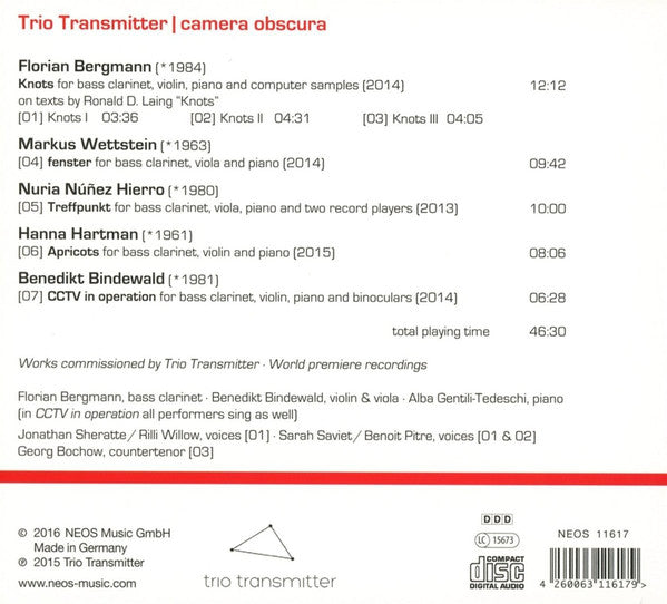 Trio Transmitter, Florian Bergmann, Markus Wettstein, Nuria Núñez Hierro, Hanna Hartman, Benedikt Bindewald : Camera Obscura (CD)