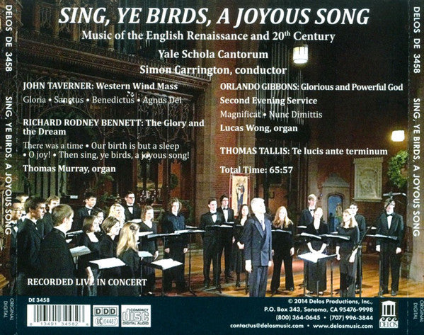 Yale Schola Cantorum, Simon Carrington : Sing, Ye Birds, A Joyous Song (CD)