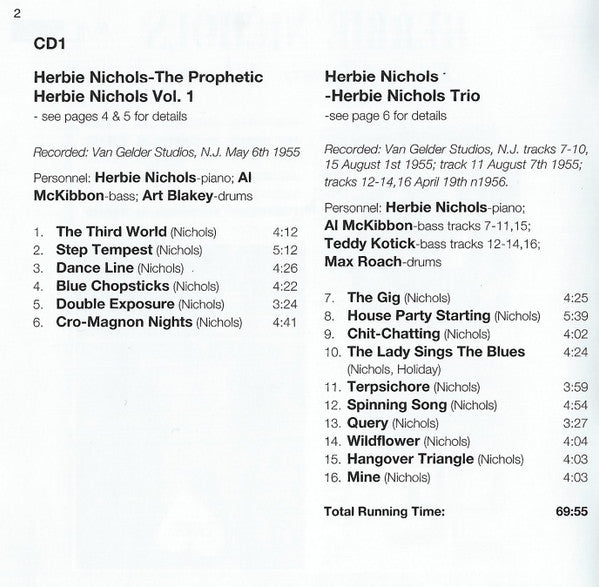Herbie Nichols : Four Classic Albums (2xCD, Comp, RM)