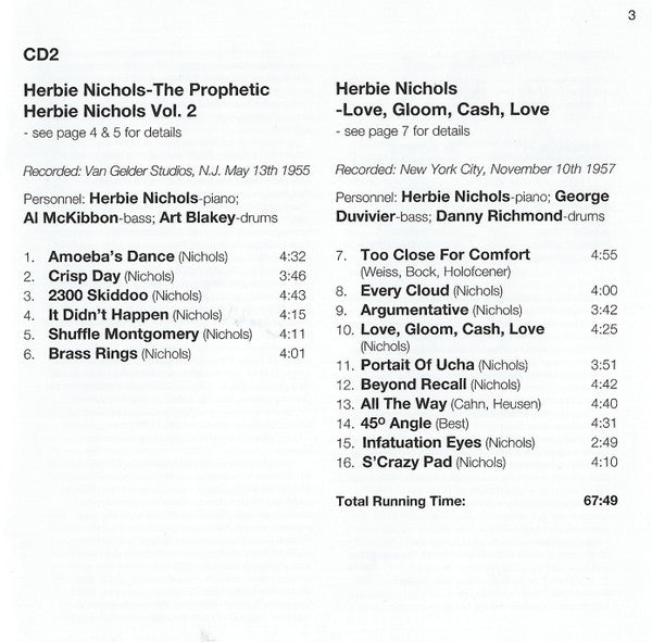 Herbie Nichols : Four Classic Albums (2xCD, Comp, RM)