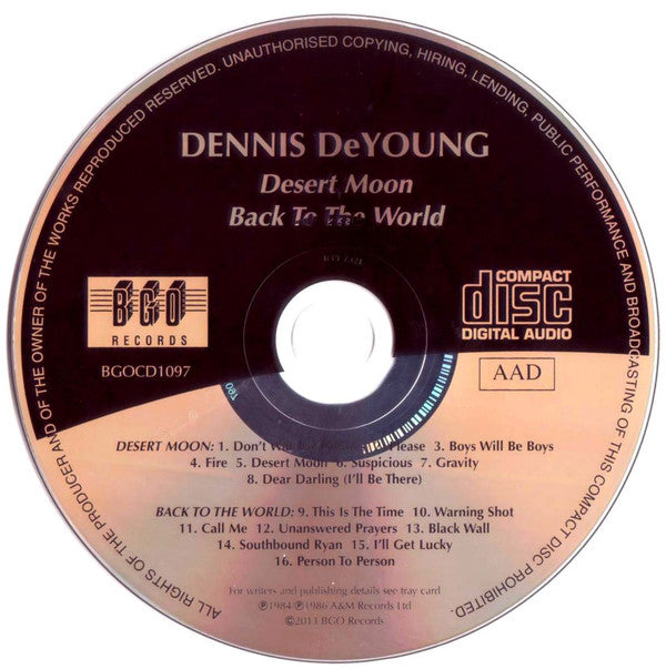 Dennis DeYoung : Desert Moon/Back To The World (CD, Comp, RM, RP, S/Edition)
