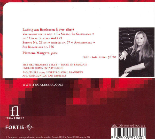 Ludwig van Beethoven, Plamena Mangova : Variations Sur Le Duo "La Stessa, La Stessissima" WoO 73 / Sonata Nr.23 Op.57 "Appasionata" / Six Bagatelles Op.126 (CD)