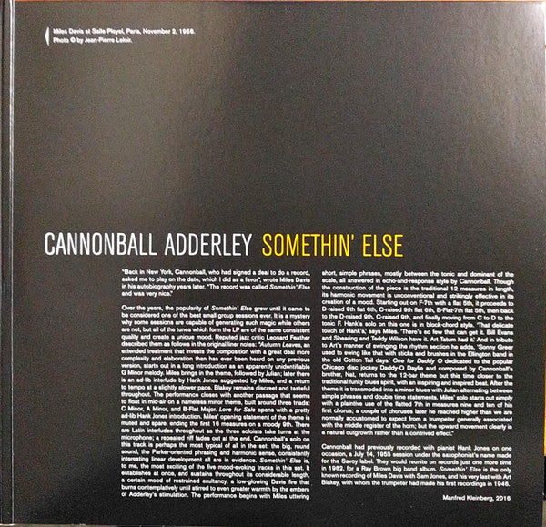 Cannonball Adderley : Somethin' Else (LP, Album, Dlx, Ltd, RE, 180)