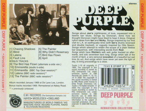 Deep Purple : Deep Purple (CD, Album, RE, RM)