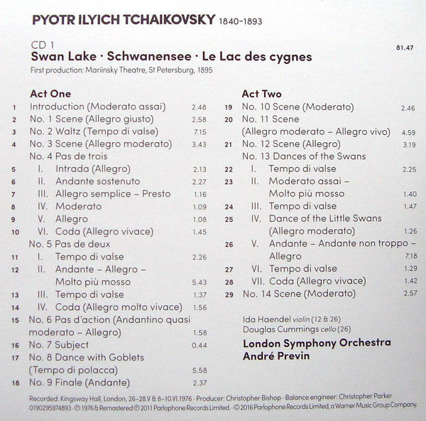 Tchaikovsky* / André Previn, London Symphony Orchestra : Swan Lake / The Sleeping Beauty / The Nutcracker (2xCD, RE, RM + 3xCD, RE, RM + 2xCD, RE, RM + Box, )