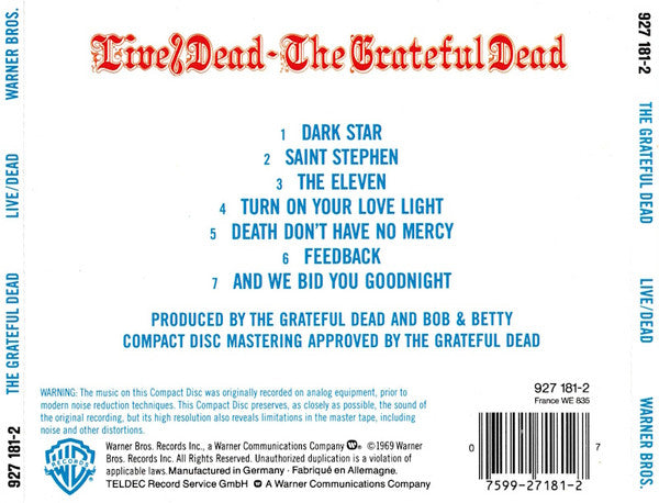 The Grateful Dead : Live/Dead (CD, Album, RE, RM)