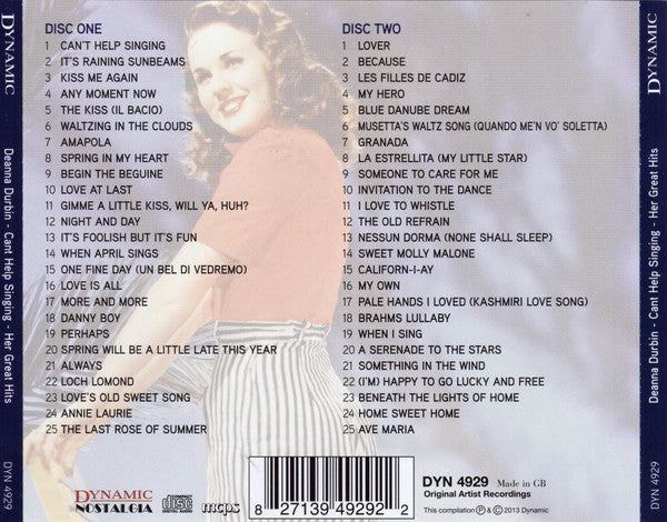 Deanna Durbin : Can't Help Singing - Her Great Hits (2xCD, Comp)