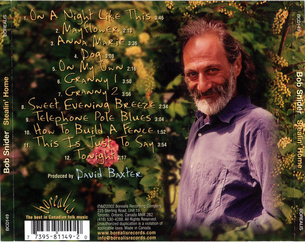 Bob Snider : Stealin' Home (CD, Album)