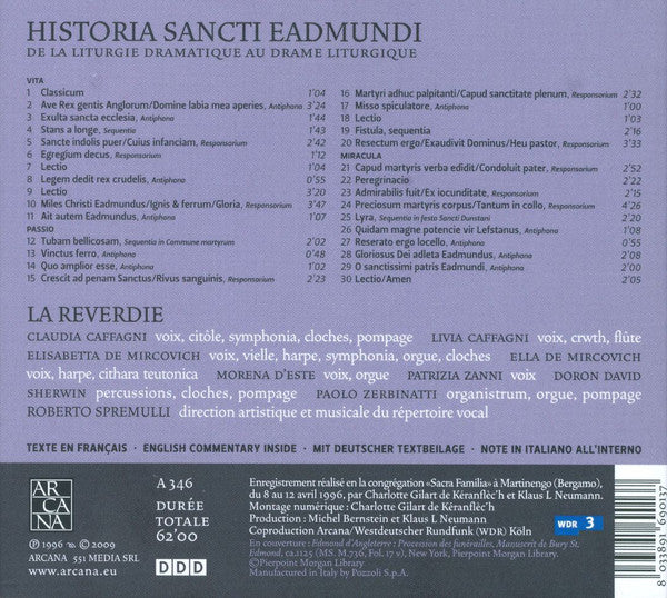 La Reverdie : Historia Sancti Eadmvndi (CD, Album, RE)