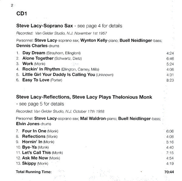 Steve Lacy : Four Classic Albums (2xCD, Comp, RM)