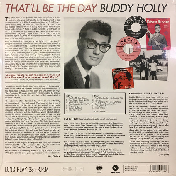 Buddy Holly : That'll Be The Day (LP, Album, RE, 180)