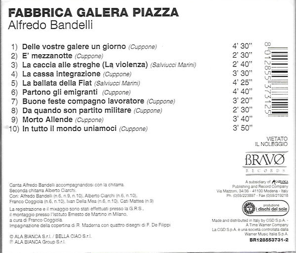 Alfredo Bandelli : Fabbrica Galera Pazza (CD, Album, RE)