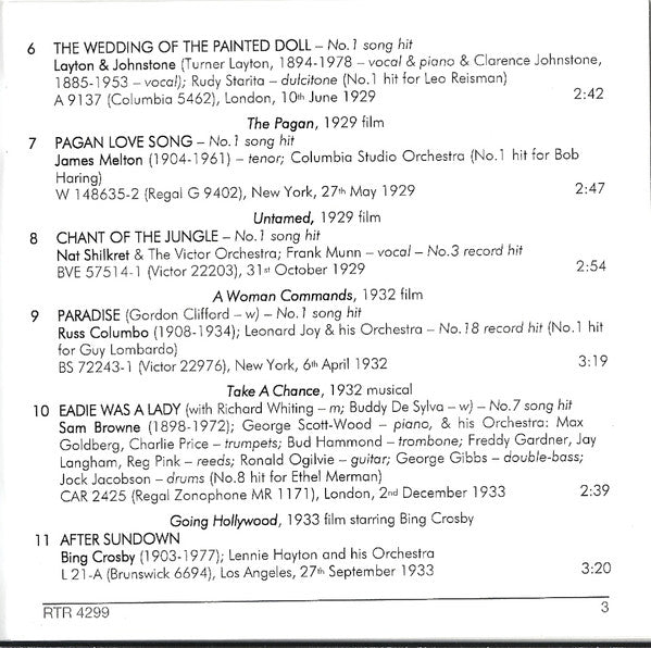 Nacio Herb Brown : Singin' In The Rain - The Songs Of Nacio Herb Brown - His 27 Finest 1927-1951 (CD, Comp)
