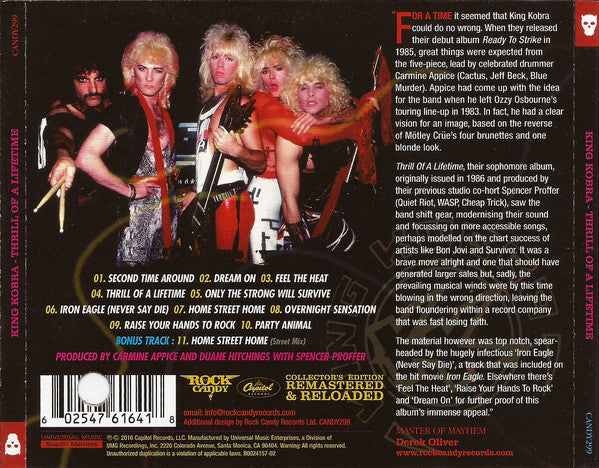 King Kobra (4) : Thrill Of A Lifetime (CD, Album, RE, RM)