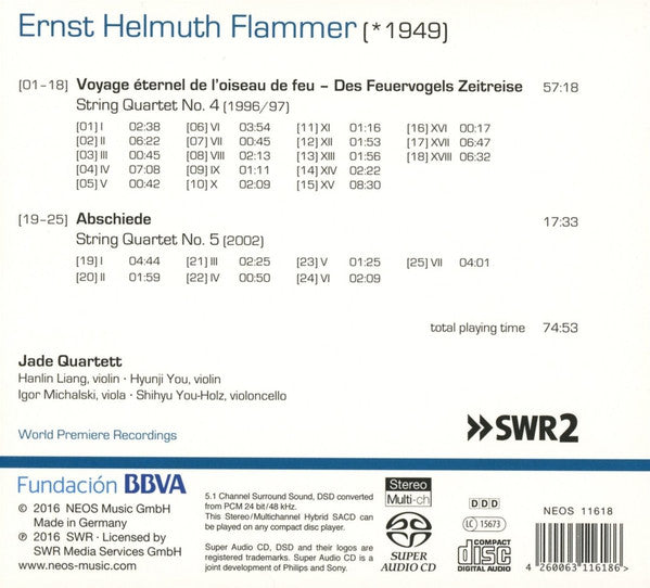 Ernst Helmuth Flammer, Jade Quartett : String Quartets Nos. 4 & 5 (SACD, Hybrid, Multichannel, Album, Dig)