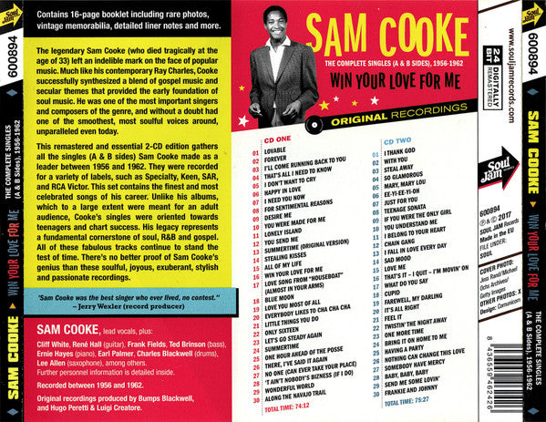 Sam Cooke : Win Your Love For Me (The Complete Singles (A & B Sides), 1956-1962) (2xCD, Comp, RM)