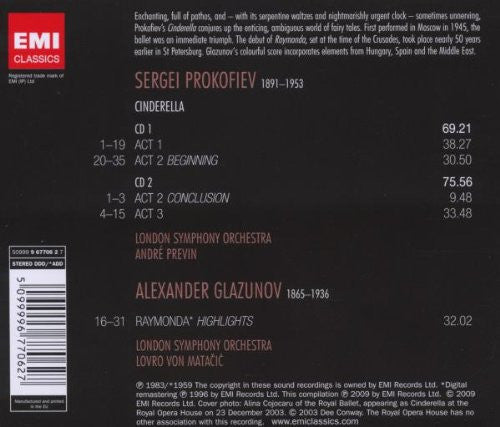 London Symphony Orchestra, André Previn , and Lovro Von Matacic : Prokofiev: Cinderella / Glazunov: Raymonda (Highlights) (2xCD, Comp)