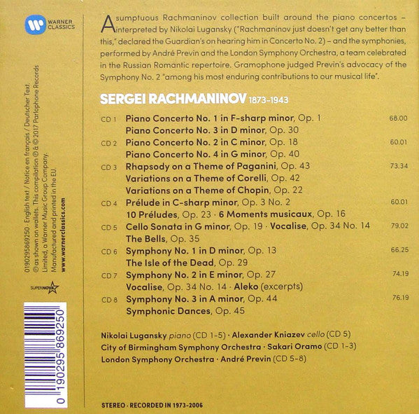 Rachmaninov* - Nikolai Lugansky, André Previn : The 4 Piano Concertos • Piano Works • The 3 Symphonies • Orchestral Works (8xCD, RM + Box, Comp)