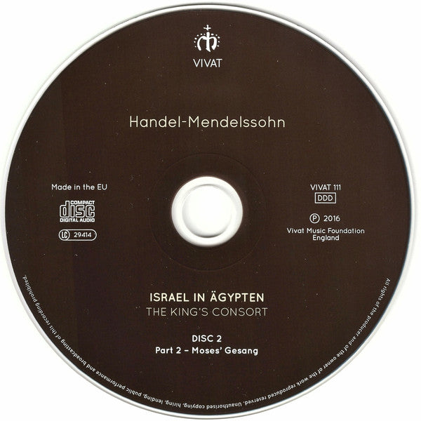 Georg Friedrich Händel , Arr. Felix Mendelssohn-Bartholdy – The Choir Of The King's Consort, The King's Consort, Robert King (9) : Israel In Ägypten (2xCD, Album)