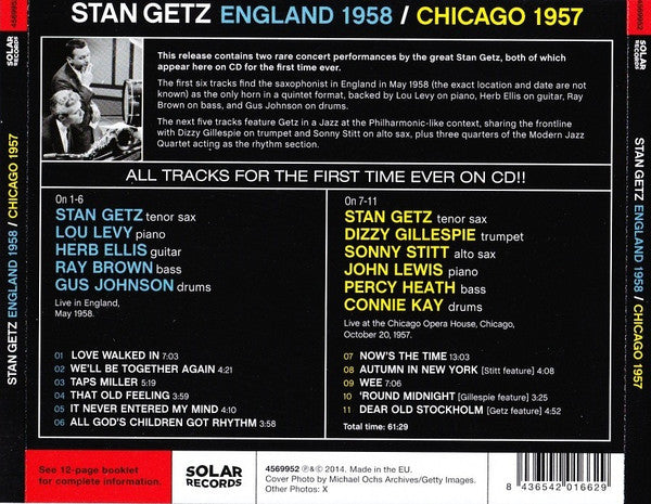 Stan Getz Featuring Dizzy Gillespie & Sonny Stitt : England 1958 / Chicago 1957 (CD, Comp)